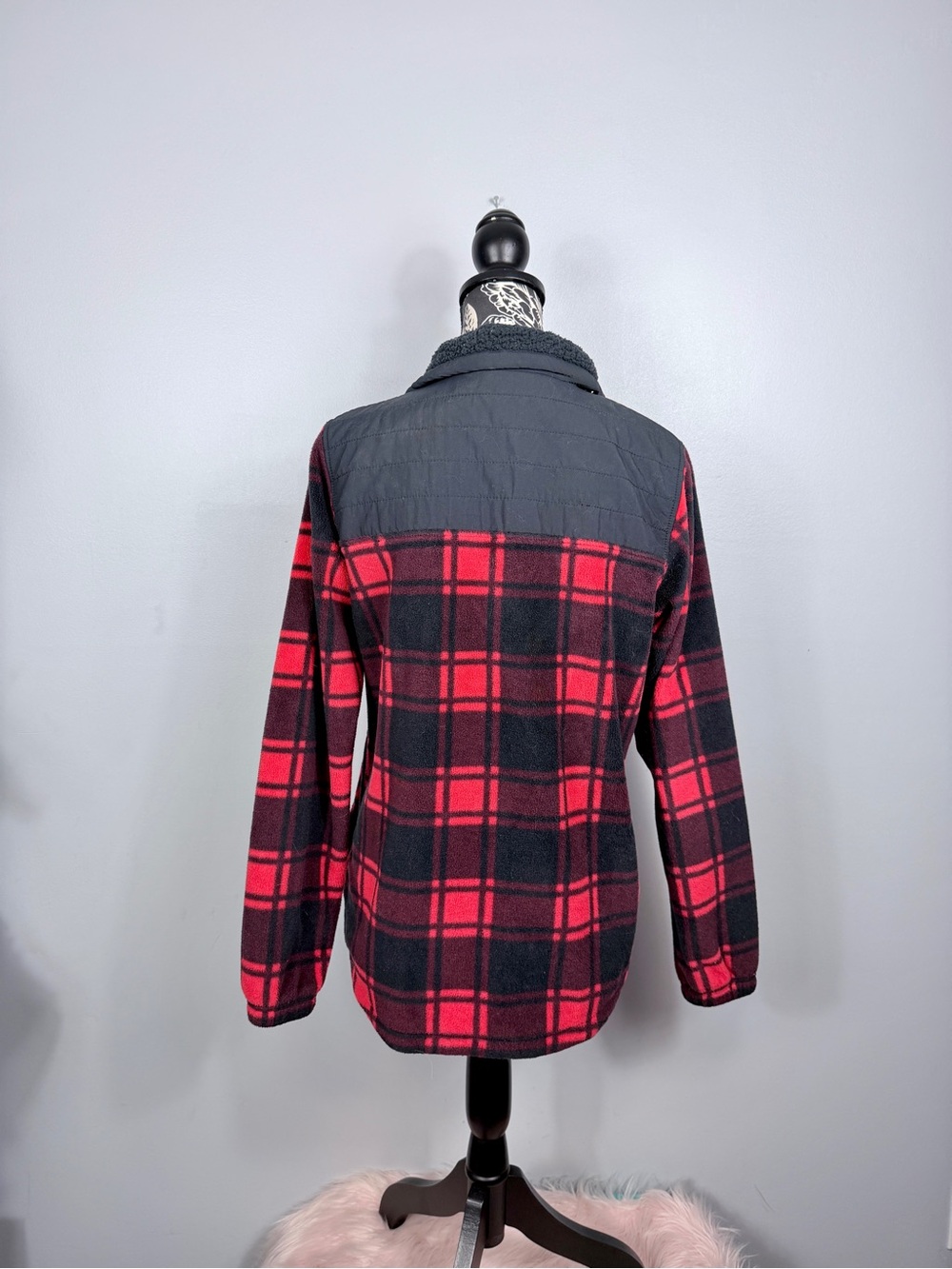 Columbia red/black buffalo plaid full zip sherpa jacket size medium - Picture 8 of 11